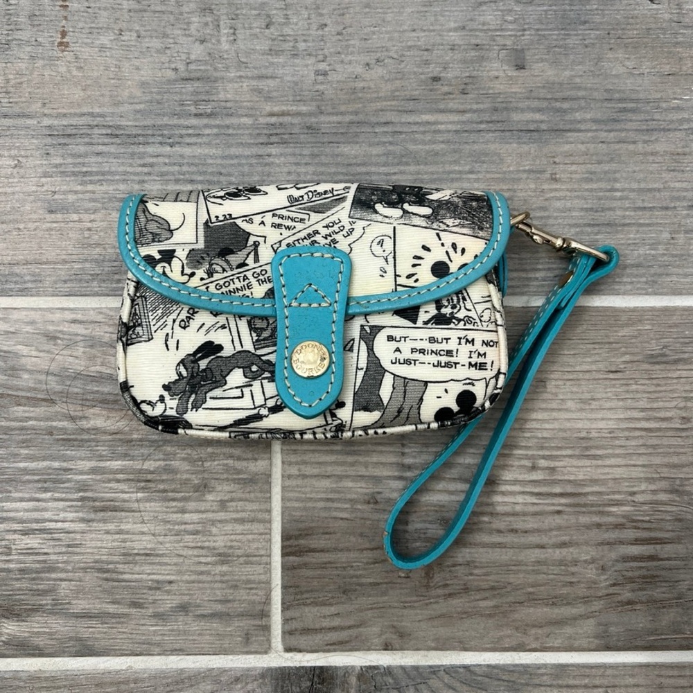 Disney Comic Print Wristlet with Blue Accents